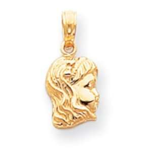  14k Gold Girl Head Charm Jewelry