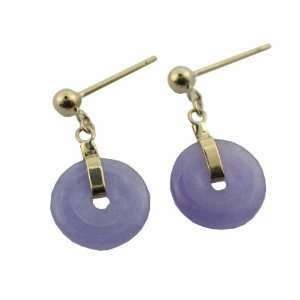  Lavender Jade Mini Donut Drop Earrings, 14k Gold Jewelry