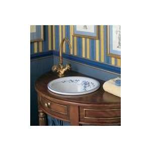   Berain Bleu Meuse Earthenware Round Countertop Bathroom Sink 0405