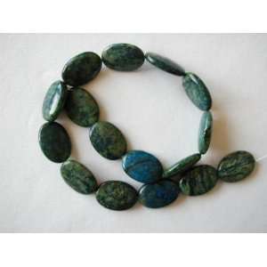  25mm blue green azurite flat oval beads 16 strand