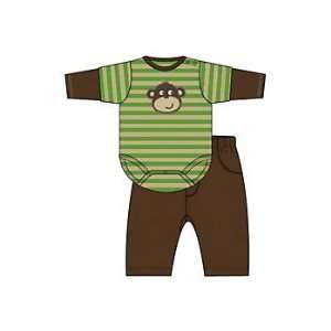  Carters Boys 2 piece L/S Green/Brown Striped Bodysuit and 