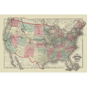Exclusive By Buyenlarge Map of the United States Territories 1872 