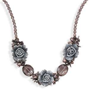  16 + 2 Glass and Clay Flower Fashion Necklace Jewelry