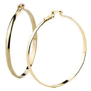 18KT Yellow Gold Filled Large Round Hoop Earrings 1 3/4 4mm   Classic 