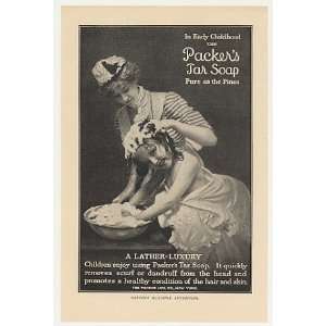  1905 Packers Tar Soap Lady Wash Girl Hair Print Ad