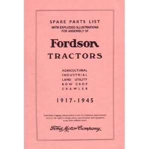  1917 1942 1943 1944 1945 FORDSON TRACTOR Parts Book 