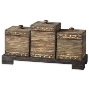 Uttermost 19528 Camillus   Decorative Box and Tray, Antiqued Stain 