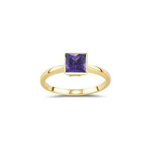  1.41 Cts Amethyst Solitaire Ring in 18K Yellow Gold 5.0 