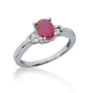  1.55 Ct Diamond Ruby Ring Engagement Oval cut 14k White 