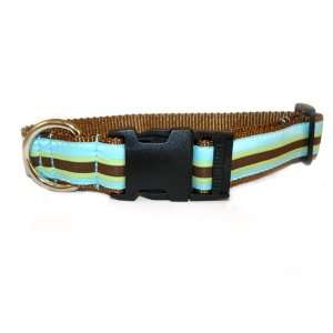  Blus Stripe Ribbon Dog Collar   Large (15 24 neck x 1.125W 