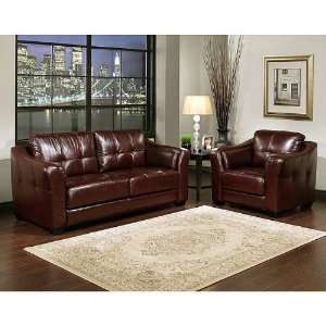 Abbyson Living CI H130 BRG 3 1 Paros Italian Leather Sofa and Armchair 