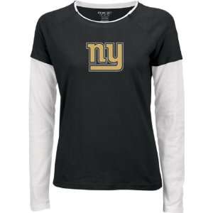 New York Giants Womens Black Logo Alloy Long Sleeve Layered Tissue 