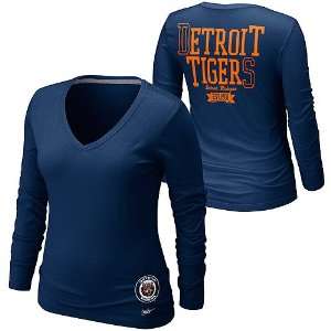  Detroit Tigers Womens Cooperstown Long Sleeve V Neck T 