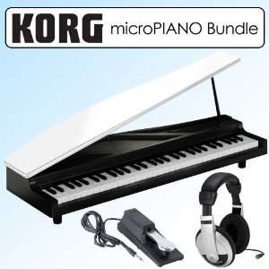  Korg Micropiano Digital Piano White Bundle With Pedal 
