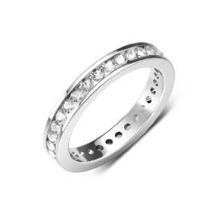   AA+ Clarity,White Color) Channel Set Eternity Band in Platinum.size 7
