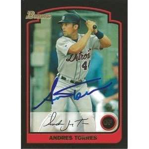 Andres Torres Signed Detroit Tigers 2003 Bowman Card 