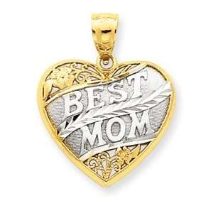   Tone Best Mom Scroll Heart Pendant   Measures 24.2x19.3mm   JewelryWeb