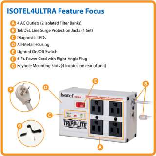 Tripp Lite ISOTEL4ULTRA 4 Outlet Isobar Premium Surge Protector (3330 