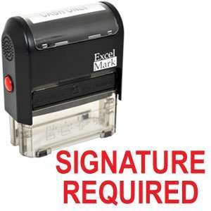  SIGNATURE REQUIRED Self Inking Rubber Stamp   Red Ink 
