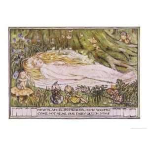  Fairies and a Sleeping Girl Giclee Poster Print by M 