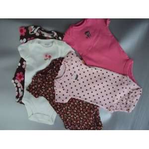 Carters Baby Girls 5 pack S/S 100% Cotton Wiggle in Bodysuits Pink 