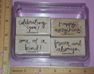 MIXED GREETINGS ~ STAMPIN UP RUBBER STAMP SET OF 4 low shipping 