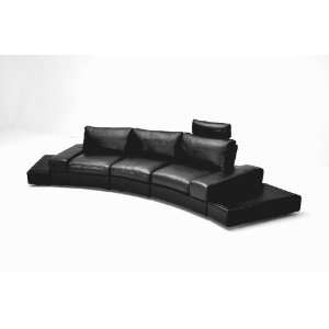   1295B Black Full Leather Sectional Sofa Set