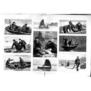  1883 CONGERS FISHING BOATS BOAT FISHERMEN FINE ART