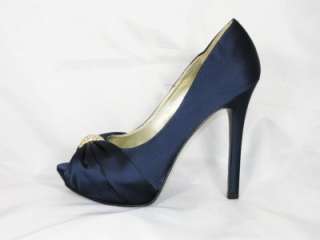   PeepToe Staletto Pump Zoey By Marciano Blue Satin Fabric 7.5  