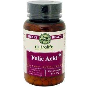   Folic Acid, strawberry flavor, 400 mcg, 360 Lozenges 