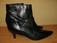 BFS11~AK ANNE KLEIN iflex Black Leather Ankle Boots Heels Size 8.5 
