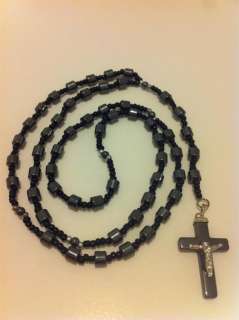 Natural Black Hematite Stone Beautiful Rosary with cylindric beads