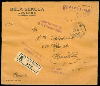 SWITZERLAND  1931 Registered cover to Hawaii  