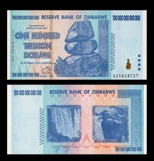 100 Trillion DOLLARS Inflation Note ZIMBABWE 2008   UNC  