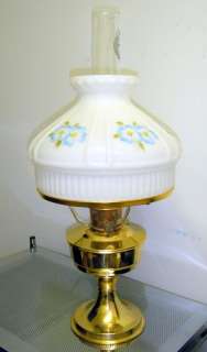 Brass Aladdin Kerosene Lamp 23 Burner Decorative Glass Shade Blue 