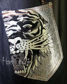 Ed Hardy Mens Jeans Tiger Silver Pocket Raw 32  