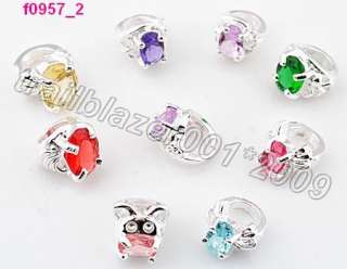 10pcs mixed colour mini rings beads fit European Charm bracelet f0957 