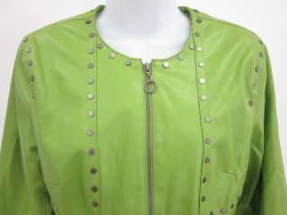 CHI BY FALCHI Green Studded Faux Leather Jacket Sz S  