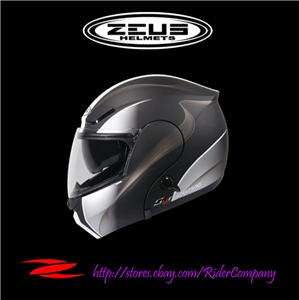 ZEUS ZS 3000A Glossy GG7 Metallic Black/White Flip up Helmet QRB size 