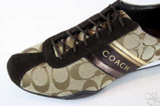 COACH Jayme Signature Khaki / Chestnut Womens Sneakers Shoes A1585 New 