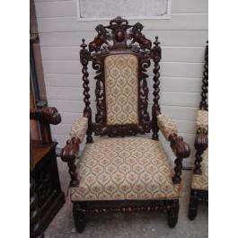 11811 1  PAIR OF FRENCH ANTIQUE RENAISSANCE ARM CHAIRS  
