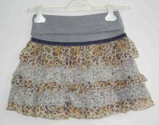 Monnalisa Girl Leopard Chiffon Tulle Ruffle Skirt A3 15  