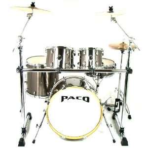   Paco Elite 5 Piece Drumset with Rack in Gun Metal Musical Instruments