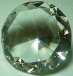 HUGE 100 MM Cut Glass Diamond Paperweight AMBER NEW  