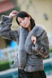 7023 new real fox rabbit fur warmer short coat/jacket  
