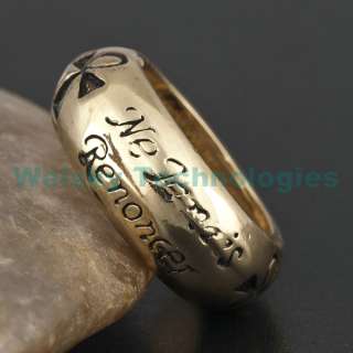 Never Give Up Egypt Ankh Token Gold Tone Ring R174 #8  
