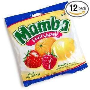 Mamba Fruit Chews, 7 Ounce Bags (Pack of 12)  Grocery 