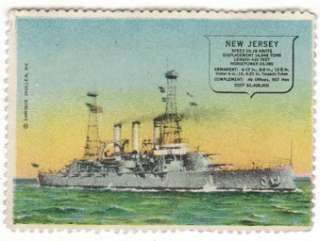 Circa 1915 Poster Stamp   Battleship USS New Jersey  