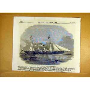  Austrian Steam Yacht Fantasie Ship Boat Print 1858