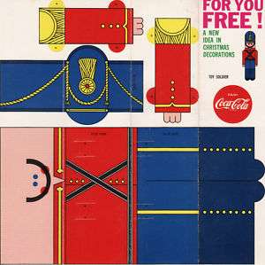 1182 Coca Cola Christmas toy soldier paper doll c 1980  
